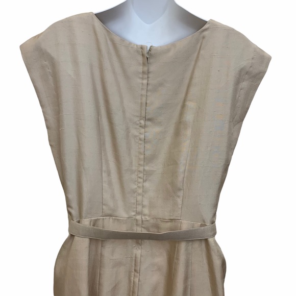 1950s Alexander Lipton Vintage Dress Sleeveless Belt Ivory Cream - Picture 10 of 14